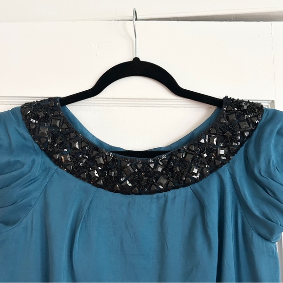 MARCHESA Beaded Collar & Blue Silk Dress - Picture 2 of 13
